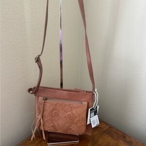 THE SAK Sanibel Floral Embossed Tan Leather Crossbody Bag NWT!